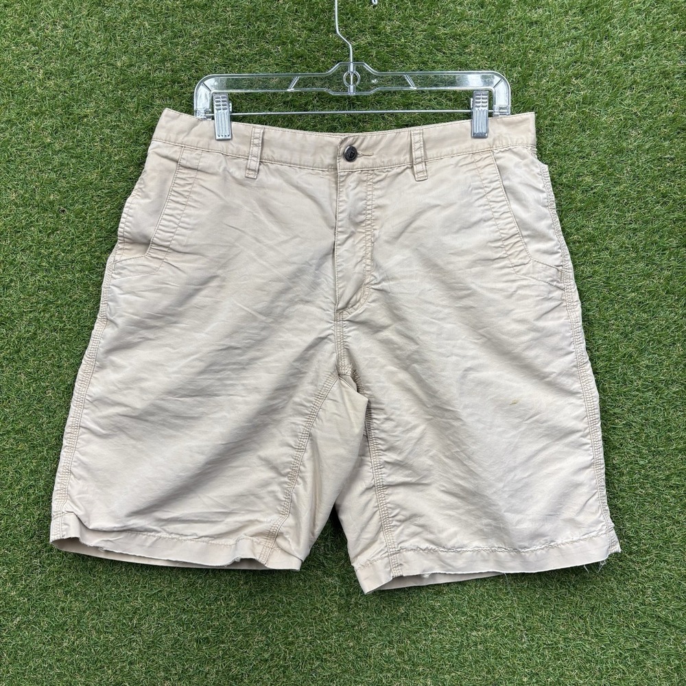Mountain Khakis Teton Twill Shorts Mens 33 Beige Canvas 10 Inseam Chino Gorpcore